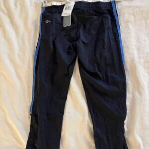 Adidas, Women 3/4 long Tights. Large. Black , blue stripes. NEW w/ tags